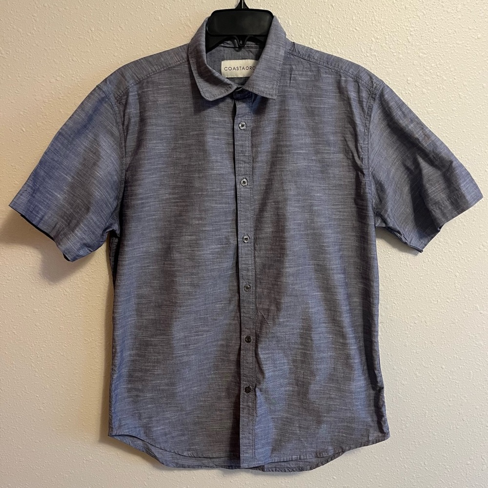 NEW - Coastaoro - L - Steel Blue Heathered Casual Button Down